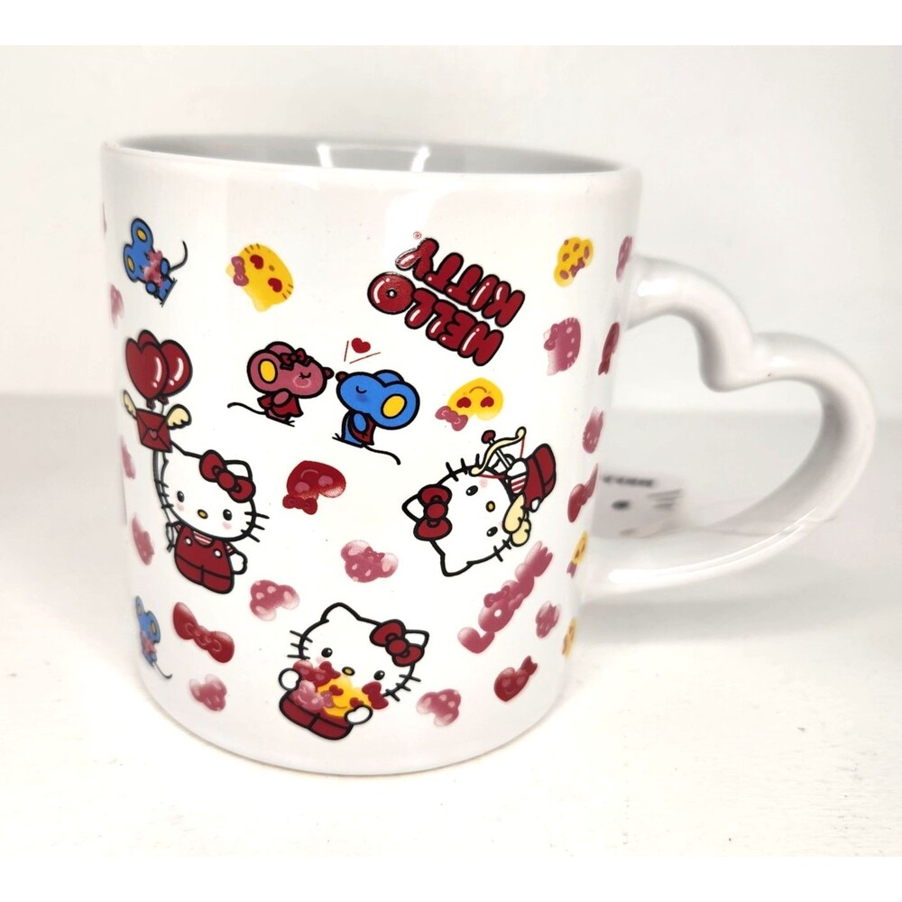 Hello Kitty Love Heart Shaped Handle Valentines/Love Themed Sanrio 16oz Mug NWT